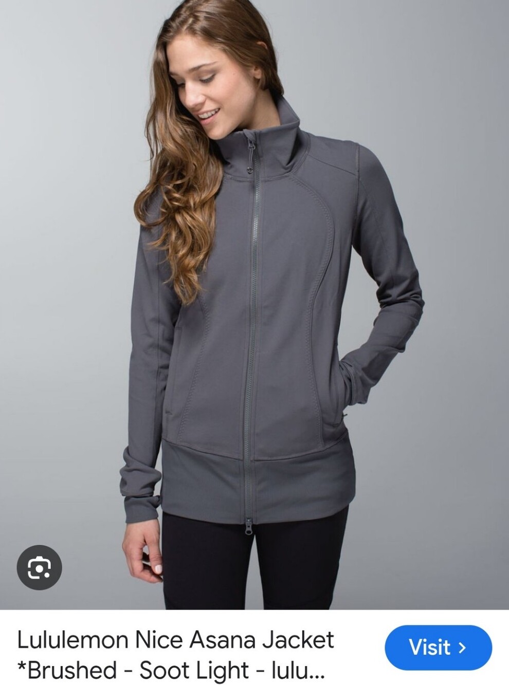 Lululemon Brushed Nice Asana Jacket - Soot Light Gray Size 8
